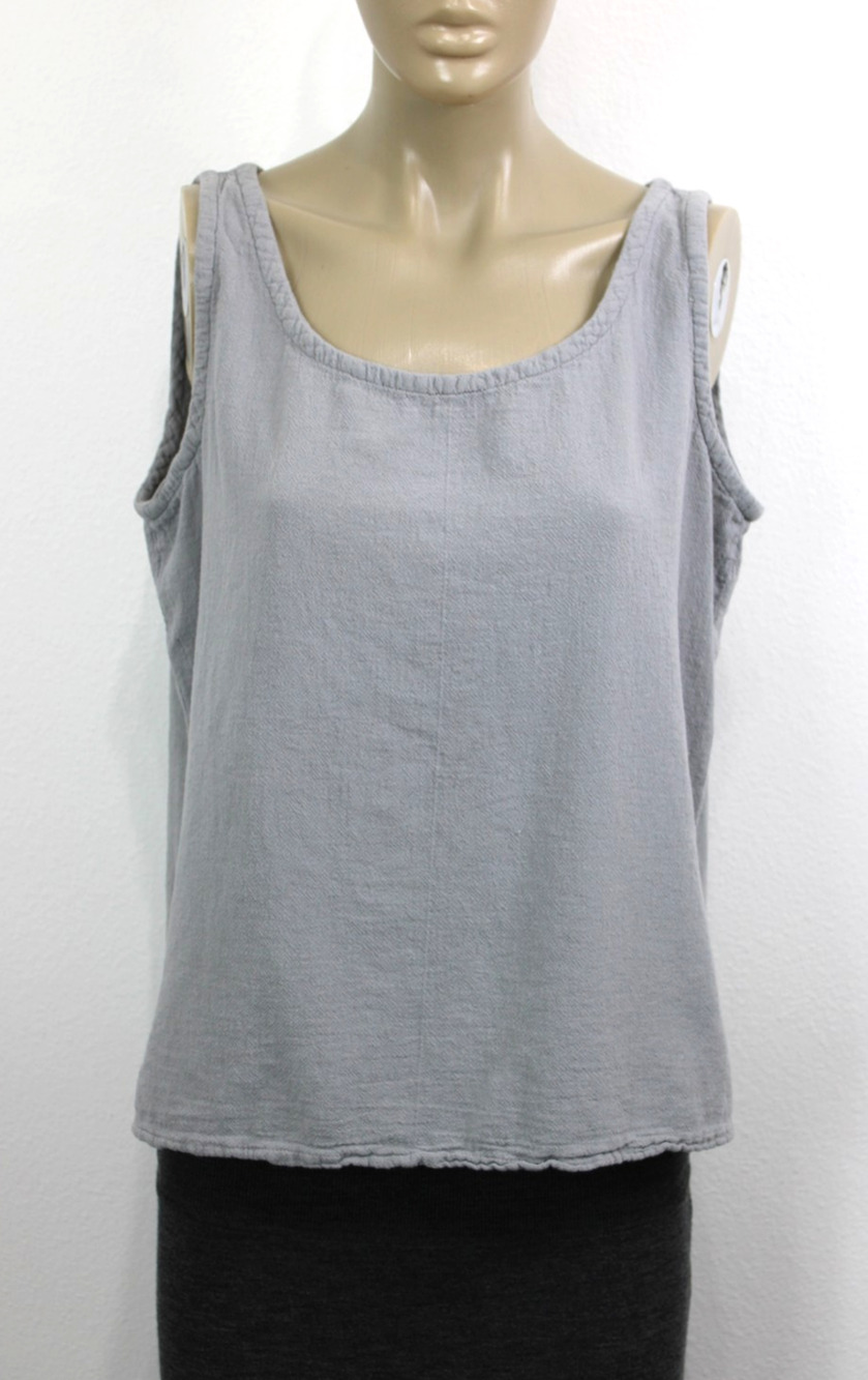 Oh My Gauze Women's Grey Lagenlook Tank Top Size 2 (L/XL) Casual Cotton VTG